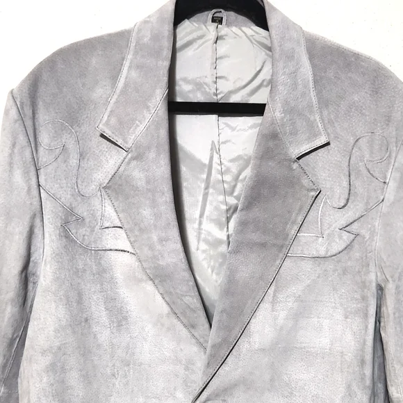 Pioneer Wear Vintage 70's 100% Suede Boar Skin Gray Blazer Jacket EUC Size 42L - Picture 15 of 16